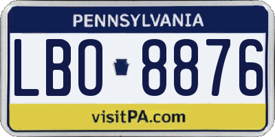 PA license plate LBO8876