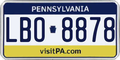 PA license plate LBO8878