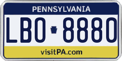 PA license plate LBO8880