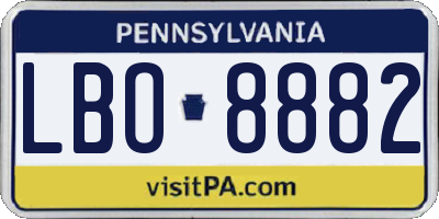 PA license plate LBO8882