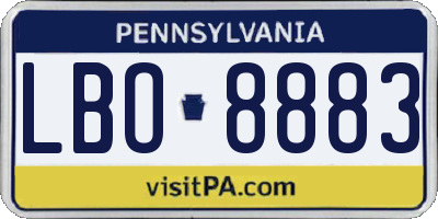 PA license plate LBO8883