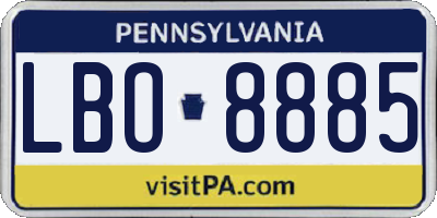 PA license plate LBO8885