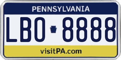 PA license plate LBO8888