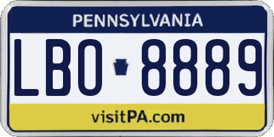PA license plate LBO8889
