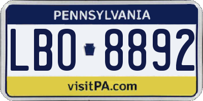 PA license plate LBO8892