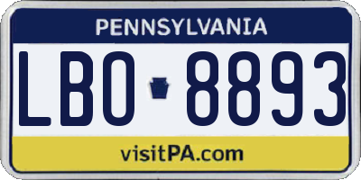 PA license plate LBO8893