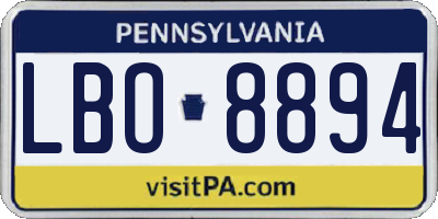 PA license plate LBO8894