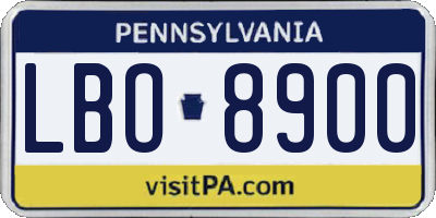 PA license plate LBO8900