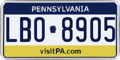 PA license plate LBO8905