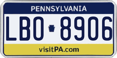 PA license plate LBO8906