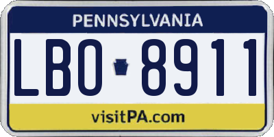 PA license plate LBO8911