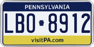 PA license plate LBO8912