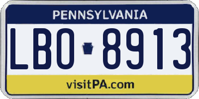 PA license plate LBO8913