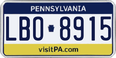 PA license plate LBO8915