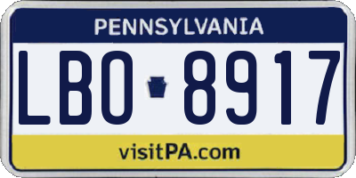 PA license plate LBO8917
