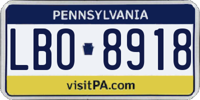 PA license plate LBO8918
