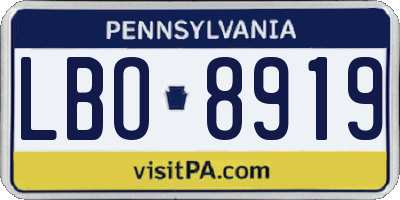 PA license plate LBO8919