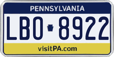 PA license plate LBO8922