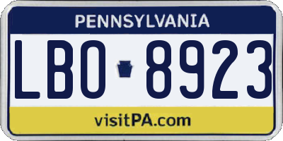 PA license plate LBO8923