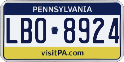 PA license plate LBO8924