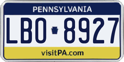 PA license plate LBO8927