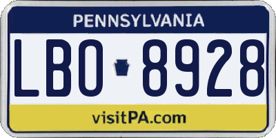 PA license plate LBO8928