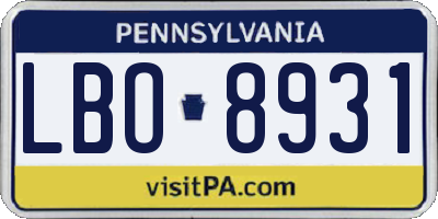 PA license plate LBO8931