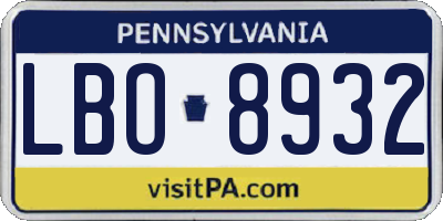 PA license plate LBO8932