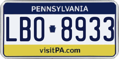 PA license plate LBO8933
