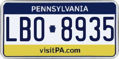 PA license plate LBO8935