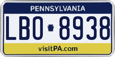 PA license plate LBO8938