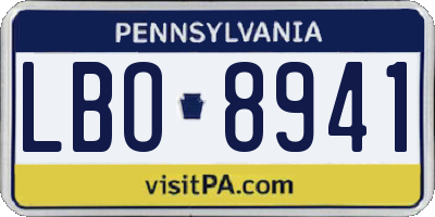 PA license plate LBO8941