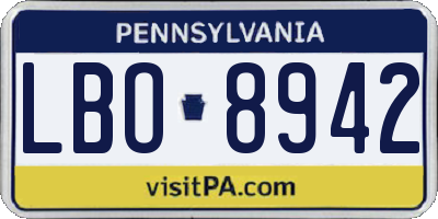 PA license plate LBO8942