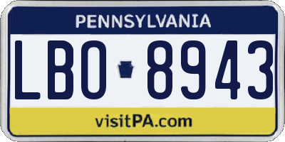 PA license plate LBO8943
