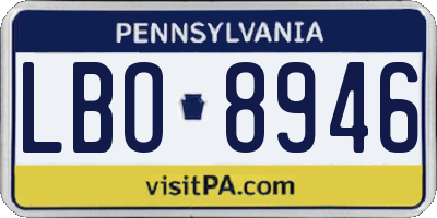 PA license plate LBO8946