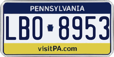 PA license plate LBO8953