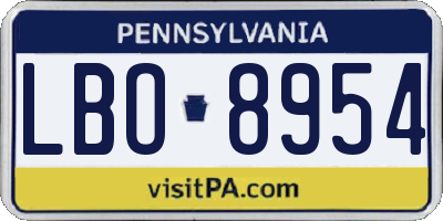 PA license plate LBO8954