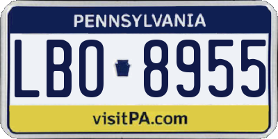 PA license plate LBO8955