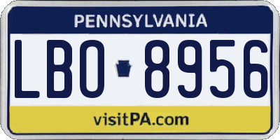 PA license plate LBO8956