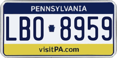PA license plate LBO8959