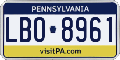 PA license plate LBO8961