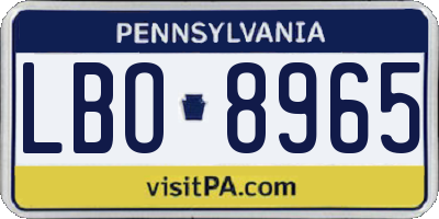 PA license plate LBO8965