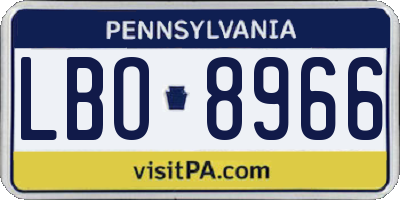 PA license plate LBO8966