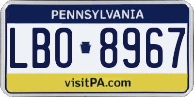 PA license plate LBO8967
