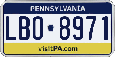 PA license plate LBO8971
