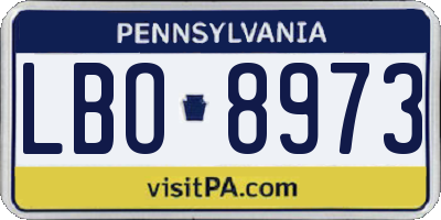 PA license plate LBO8973