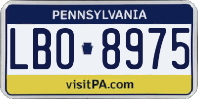 PA license plate LBO8975