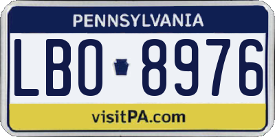 PA license plate LBO8976