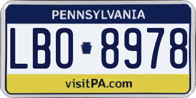PA license plate LBO8978