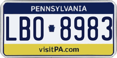PA license plate LBO8983